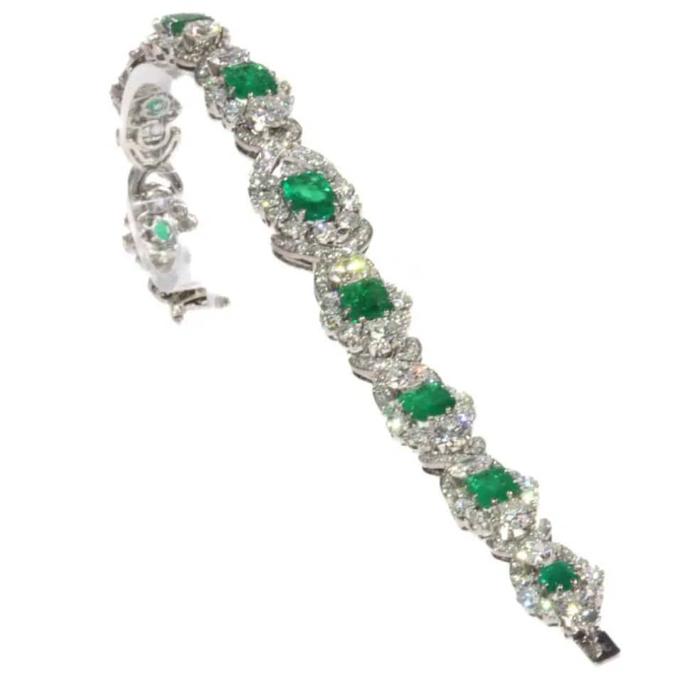 Bracelet diamants, émeraudes