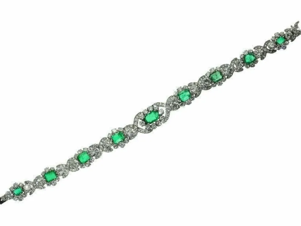Bracelet diamants, émeraudes