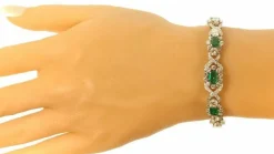 Bracelet diamants, émeraudes