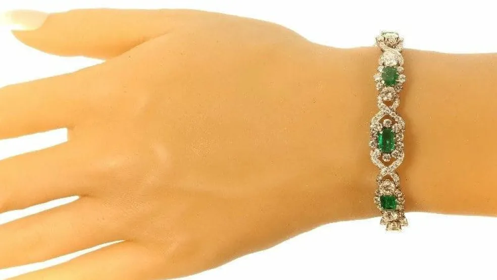 Bracelet diamants, émeraudes