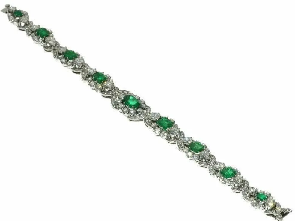 Bracelet diamants, émeraudes