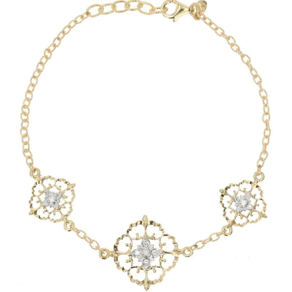 Bracelet diamants ors jaune et blanc arabesques