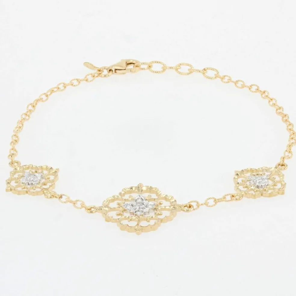 Bracelet diamants ors jaune et blanc arabesques