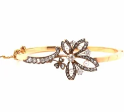 Bracelet 19e Or jaune Argent Diamant Perles fines