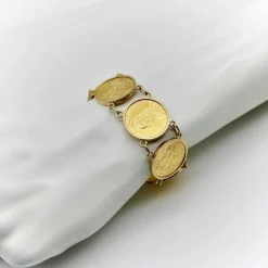 Bracelet en or 22 carats avec pièces souveraines britanniques de la reine Victoria