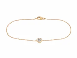 Bracelet en or avec cœur en diamant 0,10 carat
