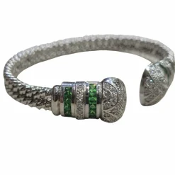 Bracelet en or blanc avec diamants et tsavorites