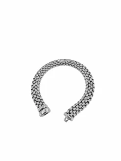Bracelet en or blanc avec motif brique FOPE
