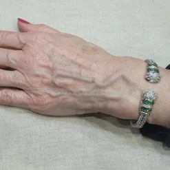 Bracelet en or blanc avec diamants et tsavorites