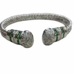 Bracelet en or blanc avec diamants et tsavorites