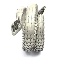 Bracelet en or blanc et argent avec diamants blancs et noirs