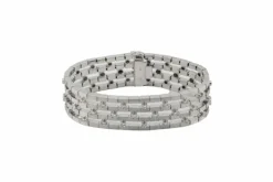 Bracelet en or blanc satiné avec diamants