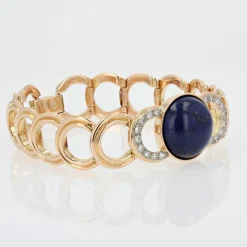 Bracelet en or diamants et son cabochon de lapis lazuli