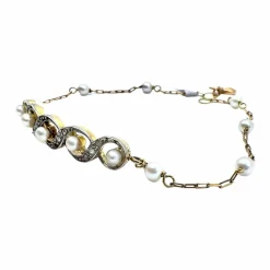 bracelet en or et platine de style art déco avec diamants et perles