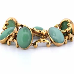 BRACELET EN OR JAUNE 18 KT - CHRYSOPRASE NATURELLE