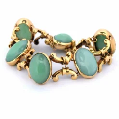 BRACELET EN OR JAUNE 18 KT - CHRYSOPRASE NATURELLE