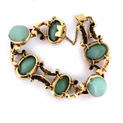 BRACELET EN OR JAUNE 18 KT - CHRYSOPRASE NATURELLE