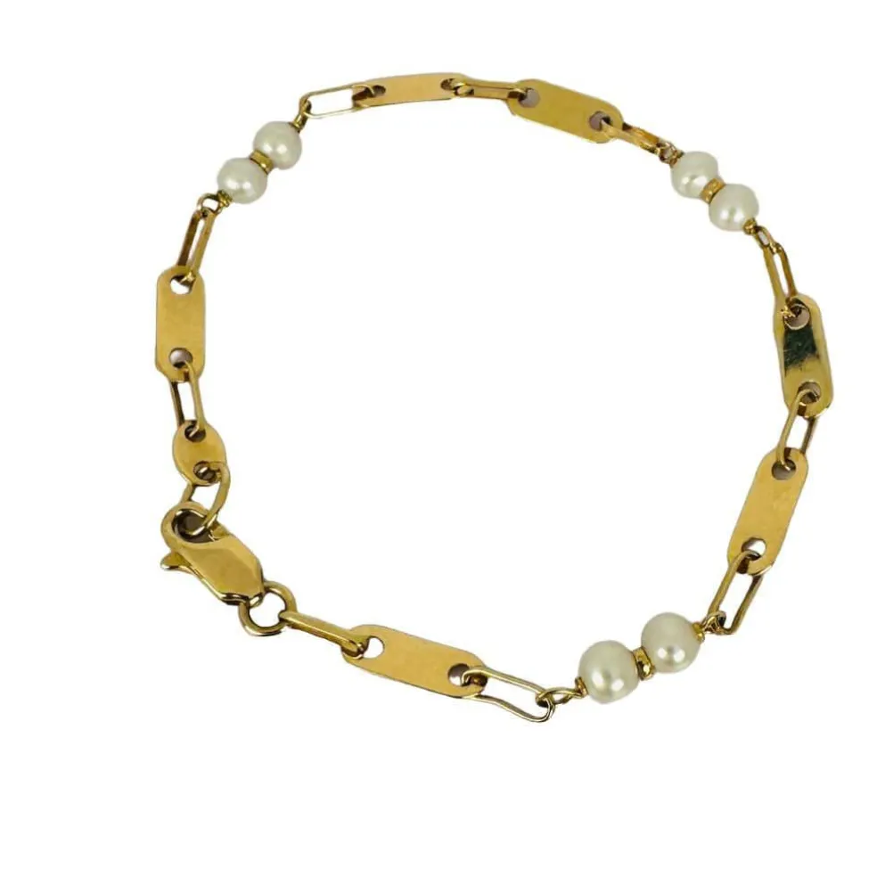 Bracelet en or jaune avec perles