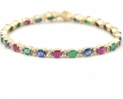 Bracelet en or jaune avec pierres précieuses