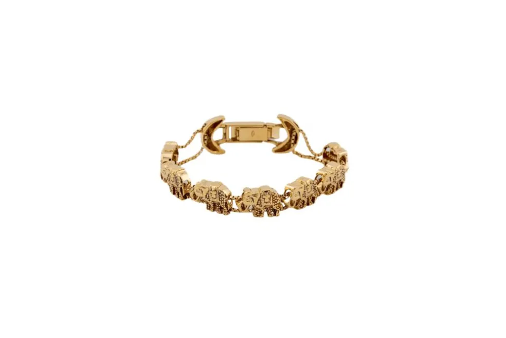 Bracelet en or jaune avec éléphants