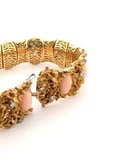 Bracelet en or jaune avec coraux et diamants