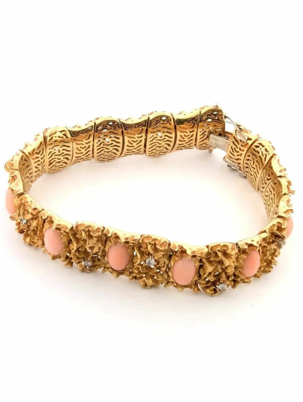 Bracelet en or jaune avec coraux et diamants