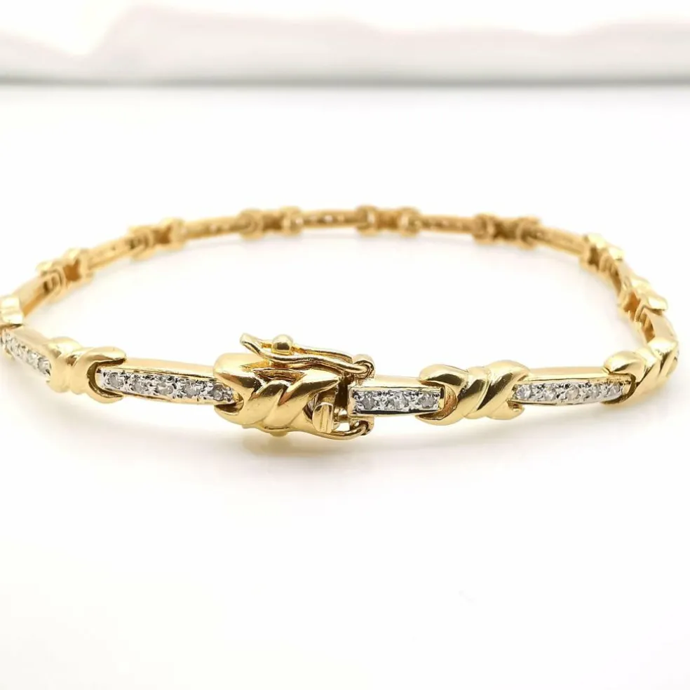 Bracelet en or jaune diamants