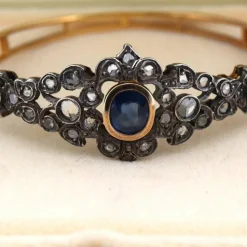 Bracelet en or jaune et argent avec saphir et diamants