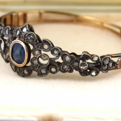 Bracelet en or jaune et argent avec saphir et diamants