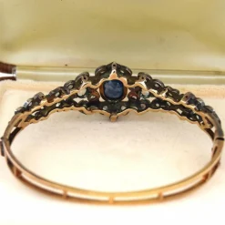 Bracelet en or jaune et argent avec saphir et diamants