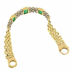 Bracelet en or jaune et blanc avec diamants et émeraudes
