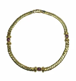 Bracelet en or jaune et rubis cabochons