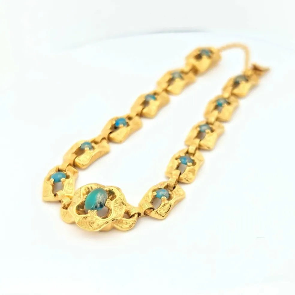 Bracelet en or jaune et turquoises