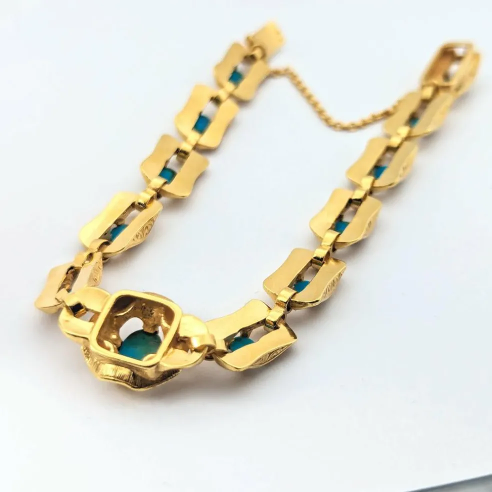 Bracelet en or jaune et turquoises