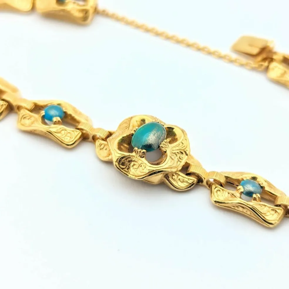 Bracelet en or jaune et turquoises