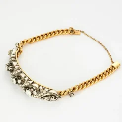 Bracelet en or jaune maille gourmette diamants