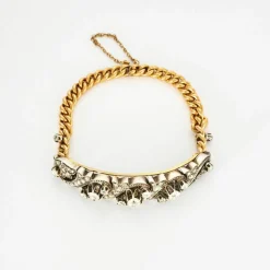 Bracelet en or jaune maille gourmette diamants