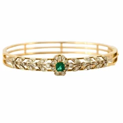 Bracelet en or jaune, émeraude et diamants