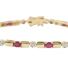 Bracelet en or jaune, rubis et diamants