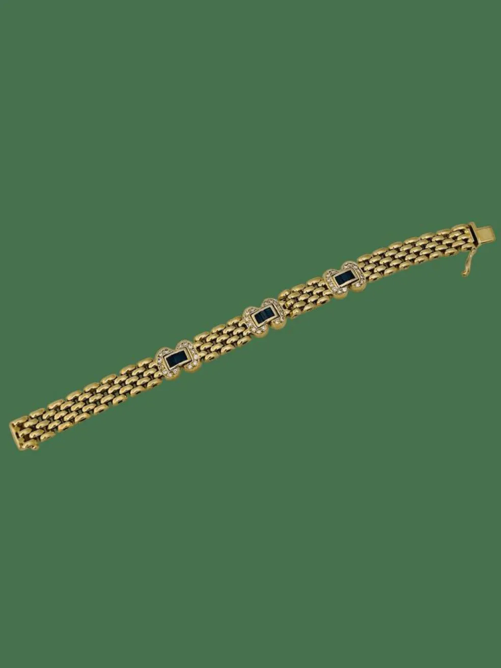 Bracelet en or jaune, saphirs et diamants