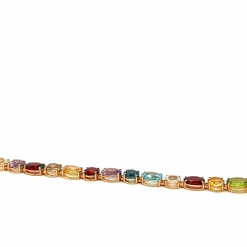 Bracelet en or rose avec pierres semi-précieuses multicolores et flexibles