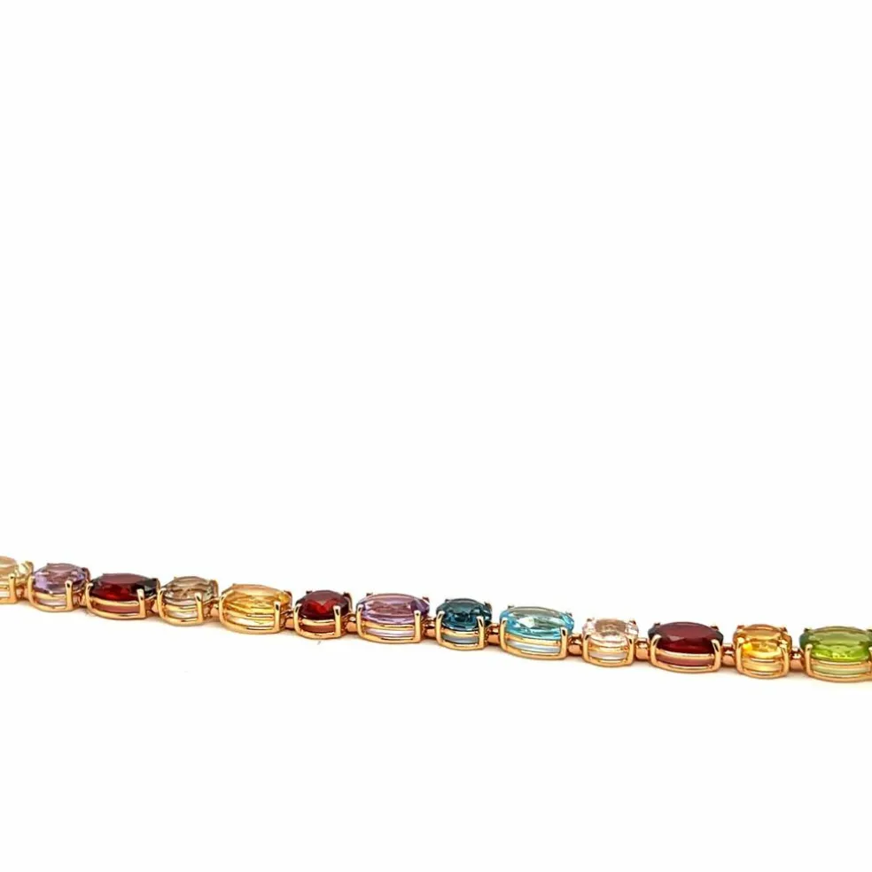 Bracelet en or rose avec pierres semi-précieuses multicolores et flexibles