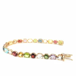 Bracelet en or rose avec pierres semi-précieuses multicolores et flexibles