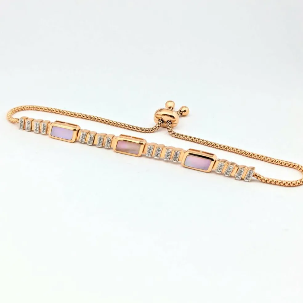 Bracelet en or rose diamants et nacre