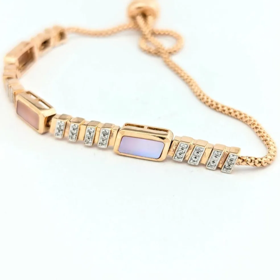 Bracelet en or rose diamants et nacre