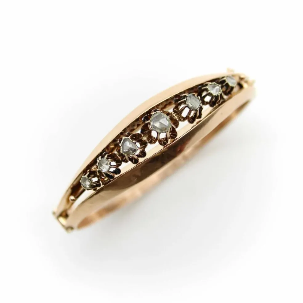 Bracelet en or rose et diamants taille rose