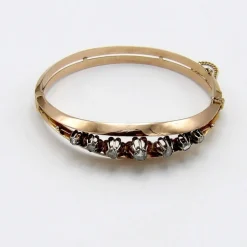 Bracelet en or rose et diamants taille rose