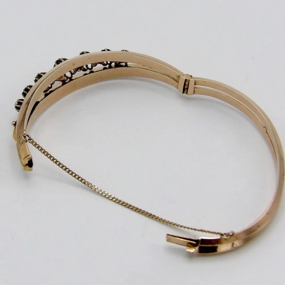 Bracelet en or rose et diamants taille rose