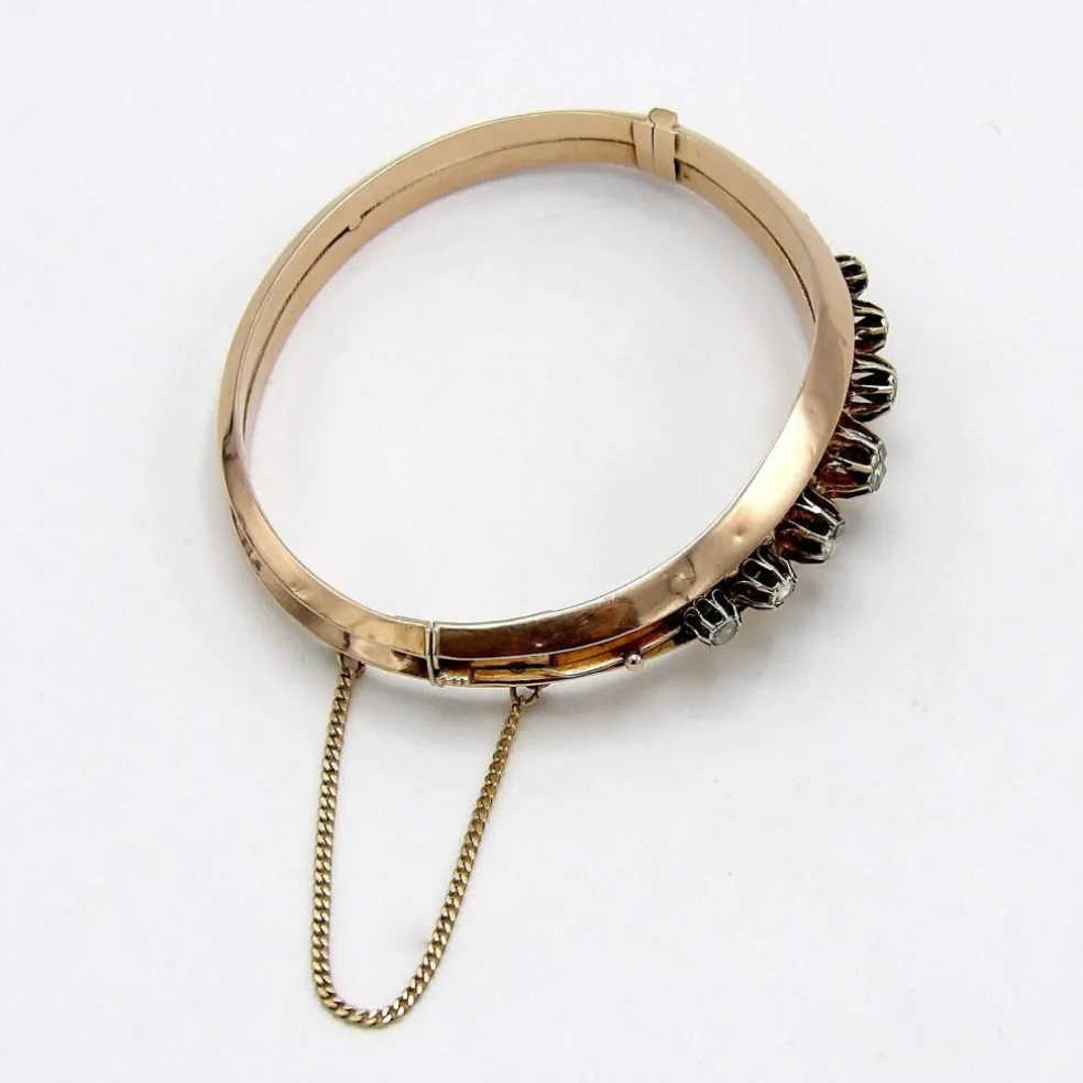 Bracelet en or rose et diamants taille rose