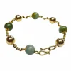 Bracelet en or rose et perles de jade